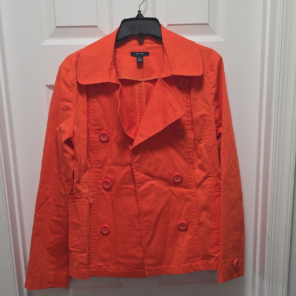 Nautica Bright Orange Double-Breasted Pea Coat